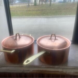 Premium Copper Cookware Set with Brass Handles 1979 Paul Rever
